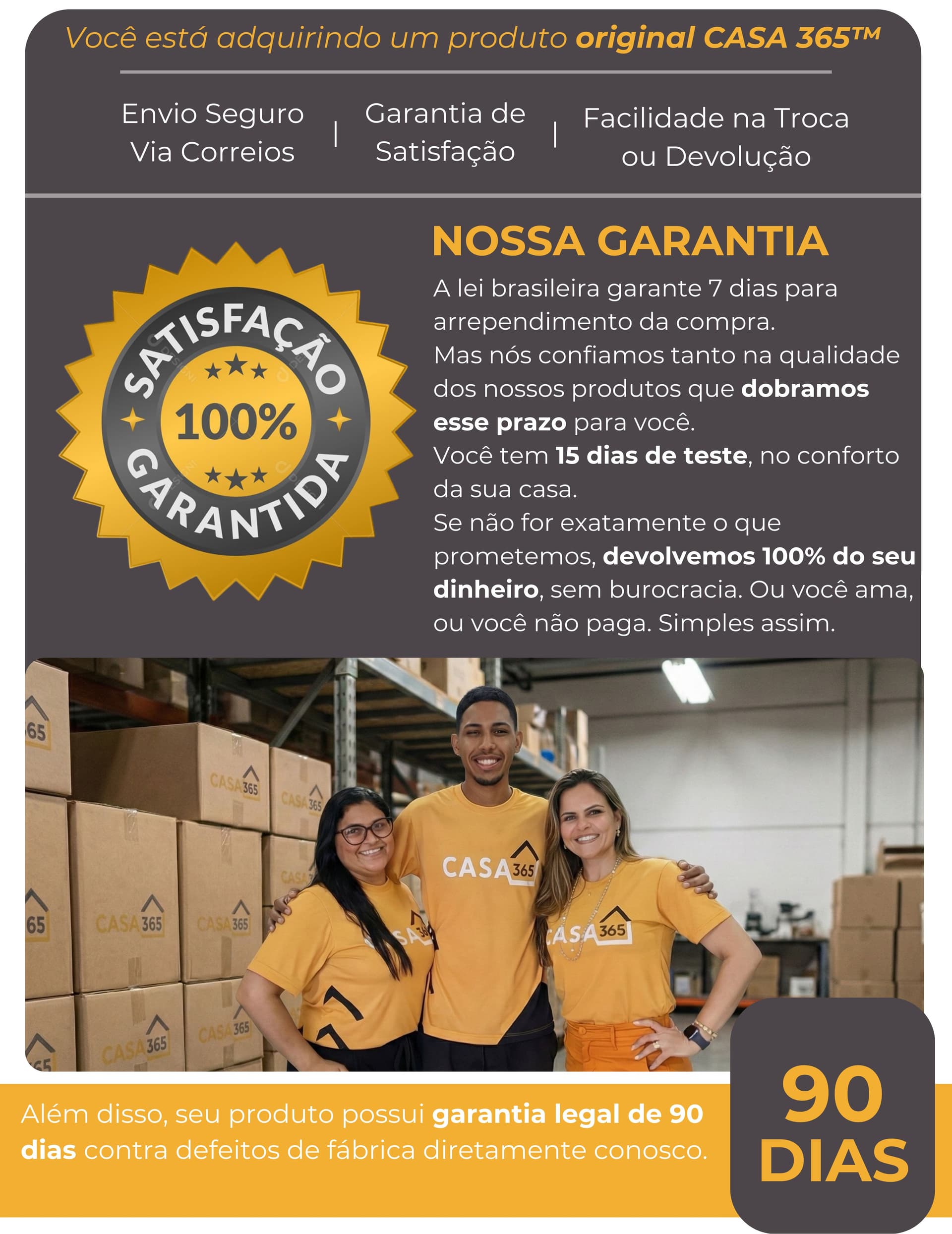 Garantia de satisfacao 15 dias